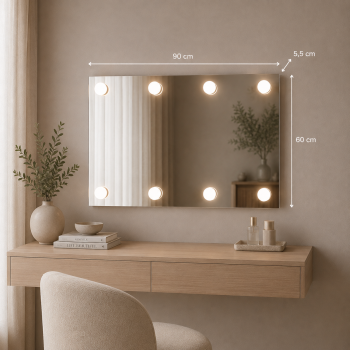 Lustro do makijażu wizażowe 90x60cm 8 żarówek promocja