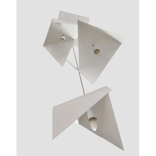 Metalowy żyrandol BIRD 3 w bieli, nowoczesny i minimalistyczny