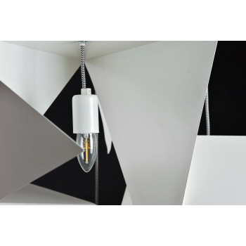 Nowoczesny metalowy żyrandol BIRD 7 w bieli, idealny do salonu