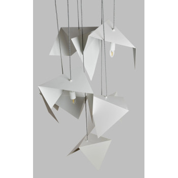 Nowoczesny metalowy żyrandol BIRD 7 w bieli, idealny do salonu