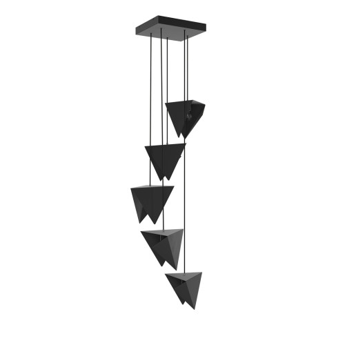 Metalowy żyrandol SPIRAL 5 czarny, o geometrycznej podłużnej formie