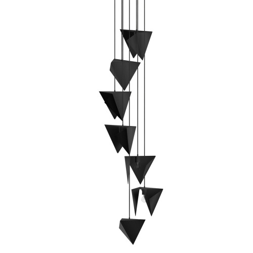 Metalowy żyrandol SPIRAL 7 czarny, o geometrycznej podłużnej formie
