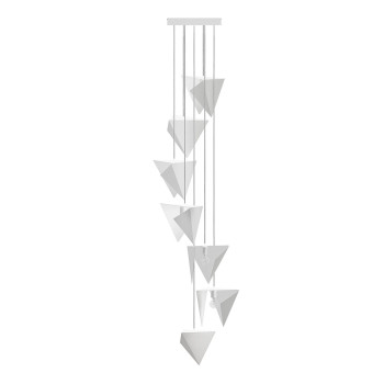 Metalowy żyrandol SPIRAL 7 biały, o geometrycznej podłużnej formie