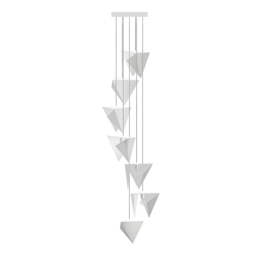 Metalowy żyrandol SPIRAL 7 biały, o geometrycznej podłużnej formie
