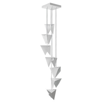 Metalowy żyrandol SPIRAL 7 biały, o geometrycznej podłużnej formie