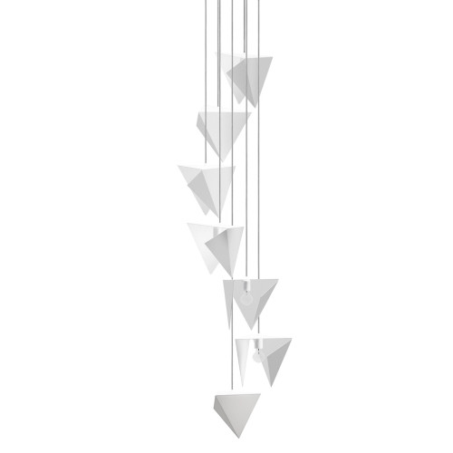 Metalowy żyrandol SPIRAL 7 biały, o geometrycznej podłużnej formie