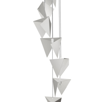 Metalowy żyrandol SPIRAL 7 biały, o geometrycznej podłużnej formie