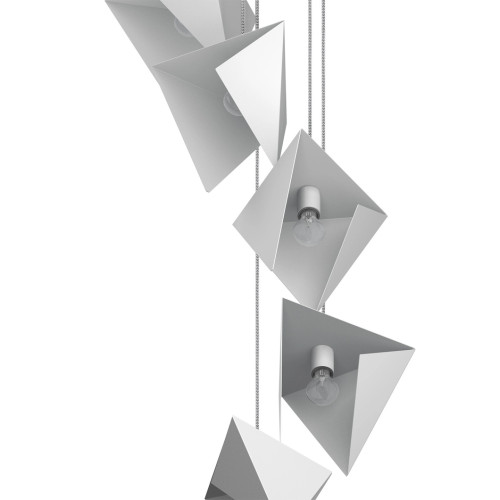 Metalowy żyrandol SPIRAL 7 biały, o geometrycznej podłużnej formie