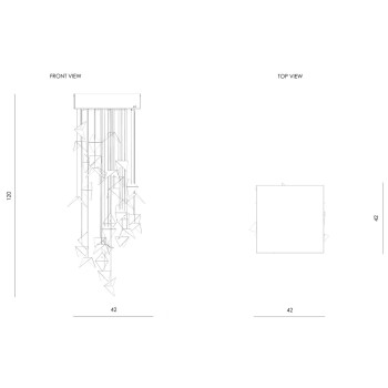 Nowoczesny metalowy żyrandol PORTAL o geometrycznej formie, kremowy