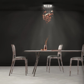 Industrialny metalowy żyrandol HIVE, geometryczno-organiczny, rdzawy