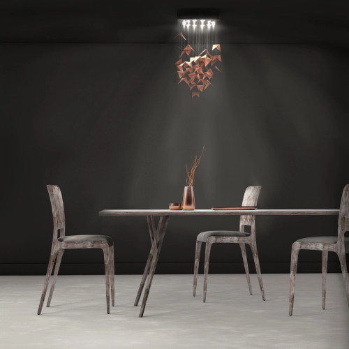 Industrialny metalowy żyrandol HIVE, geometryczno-organiczny, rdzawy