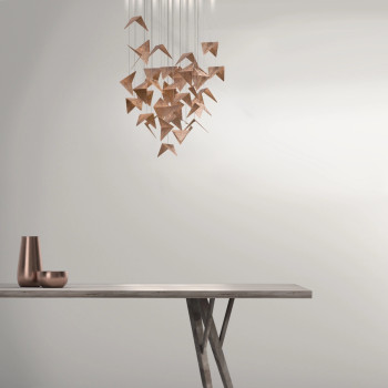 Industrialny metalowy żyrandol HIVE, geometryczno-organiczny, rdzawy
