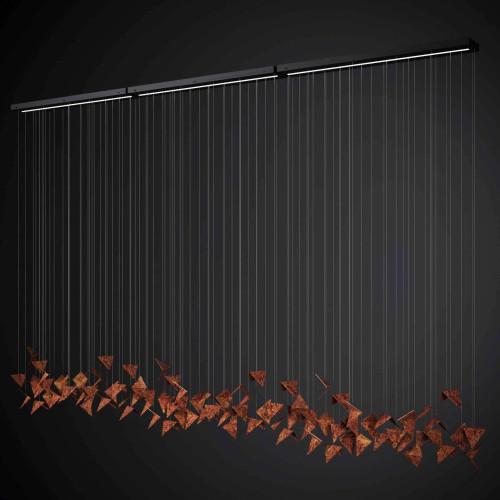 Nowoczesny metalowy żyrandol PLAIN 3 o geometrycznej formie, rdzawy