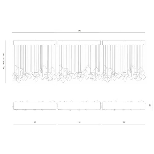 Nowoczesny metalowy żyrandol PLAIN 3 o geometrycznej formie, rdzawy