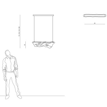 Żyrandol MIST 80 cm ze stalowej siatki, srebrny, z podświetleniem LED