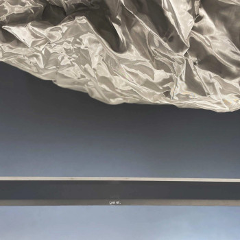 Żyrandol VISION 160 cm ze stalowej siatki, srebrny, z podświetleniem LED