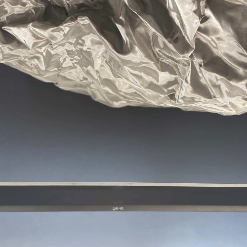 Żyrandol VISION 160 cm ze stalowej siatki, srebrny, z podświetleniem LED