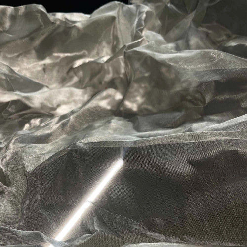 Żyrandol VISION 160 cm ze stalowej siatki, srebrny, z podświetleniem LED