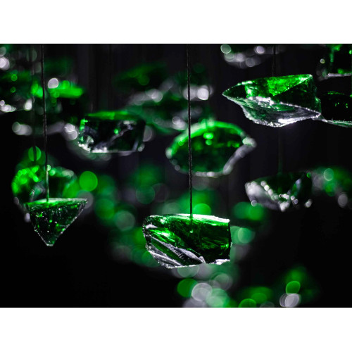 Szklany żyrandol VERDE 10 w kremowym szkle, z wbudowanym LED, do salonu