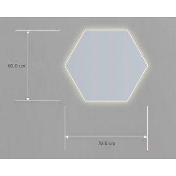 Rysunek techniczny lustro z podświetleniem tylnym LED heksagon