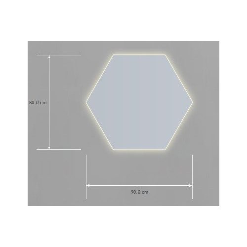 Rysunek techniczny lustro z podświetleniem tylnym LED heksagon