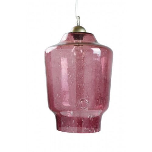 Różowa lampa wisząca szklana