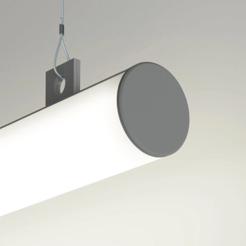 JAZ Profil aluminiowy LED 2m podwieszany okrągły do biura, szeroki kąt, srebrny