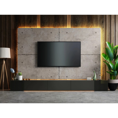 MICRO-PLUS - 3m - Profil aluminiowy LED wpuszczany niskoprofilowy do mebli kuchennych czarny