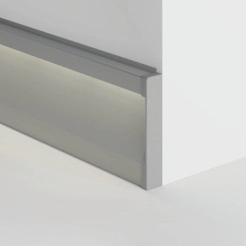 OLIS - Podświetlana listwa przypodłogowa 2m - Profil aluminiowy LED natynkowy listwa przypodłogowa maskująca dylatację srebrny