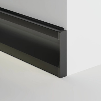 OLIS - Profil aluminiowy LED natynkowy 2m - listwa przypodłogowa podświetlana z kanałem, czarny