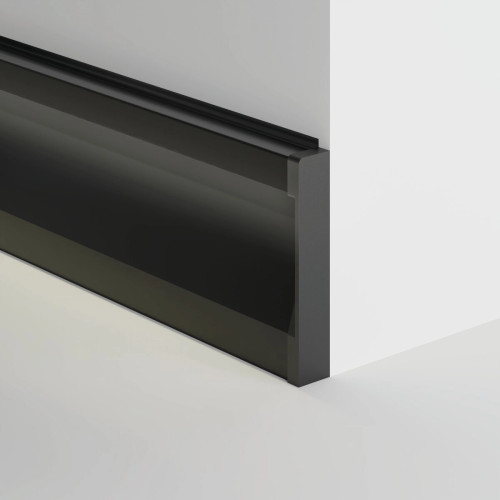 OLIS - Profil aluminiowy LED natynkowy 2m - listwa przypodłogowa podświetlana z kanałem, czarny